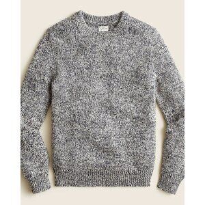 J. Crew Sz M Blue Marled Cotton Crewneck Pullover Sweater Side Slits Stretch